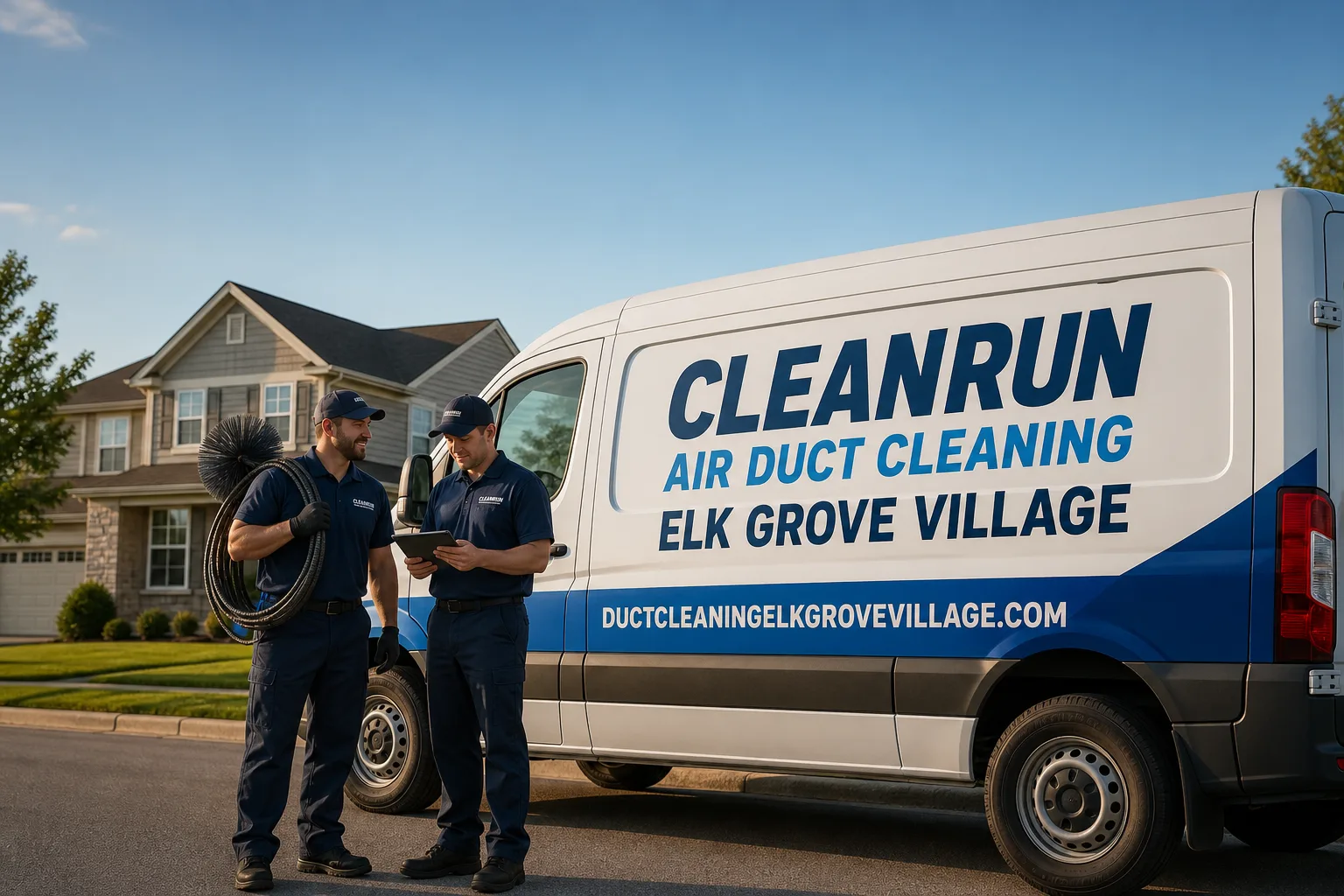CleanRun Air Duct Cleaning Elk Grove Village air duct cleaning service vehicle and crew in Elk Grove Village, IL